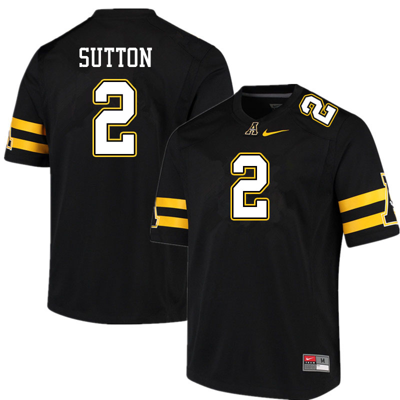 Men #2 Corey Sutton Appalachian State Mountaineers College Football Jerseys Sale-Black